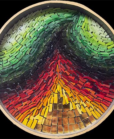 Wandbild mit Mosaik des Motives Vulkanglut