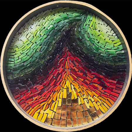 Wandbild mit Mosaik des Motives Vulkanglut