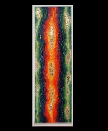 abstraktes Mosaikwandbild mit Goldverläufen