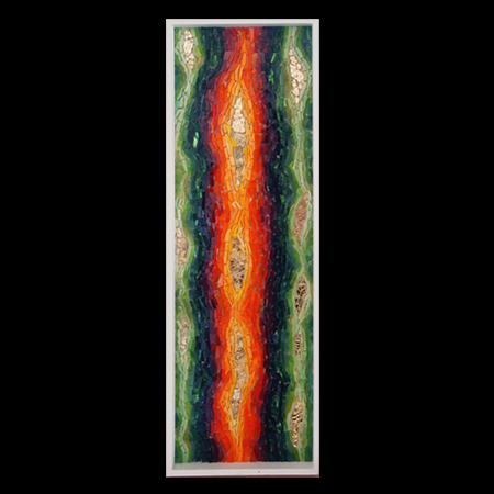 abstraktes Mosaikwandbild mit Goldverläufen