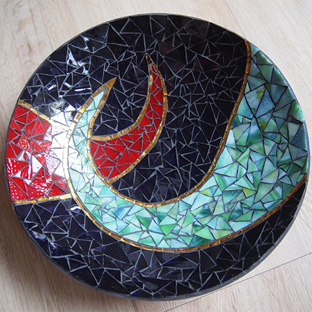 Glasmosaik Obstschale Bögen