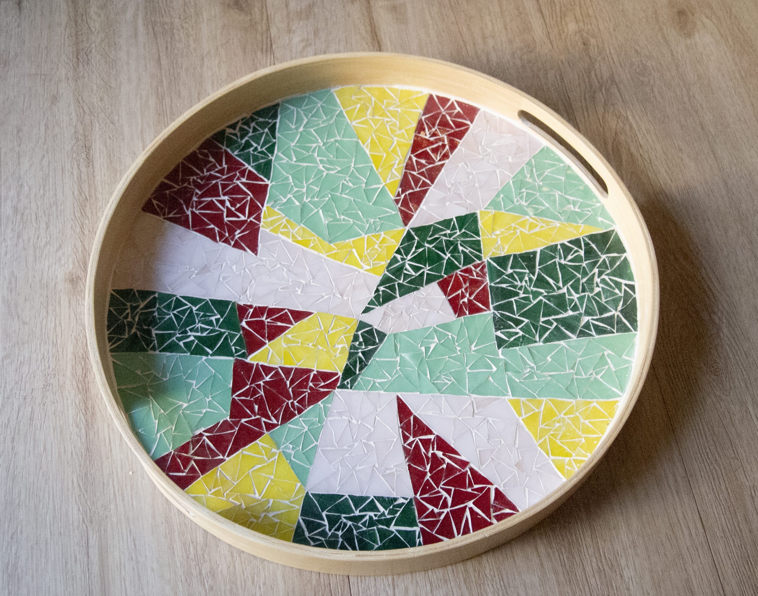 Tablett mit Glasmosaik Abstrakt