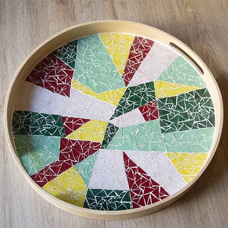 Tablett mit Glasmosaik Abstrakt