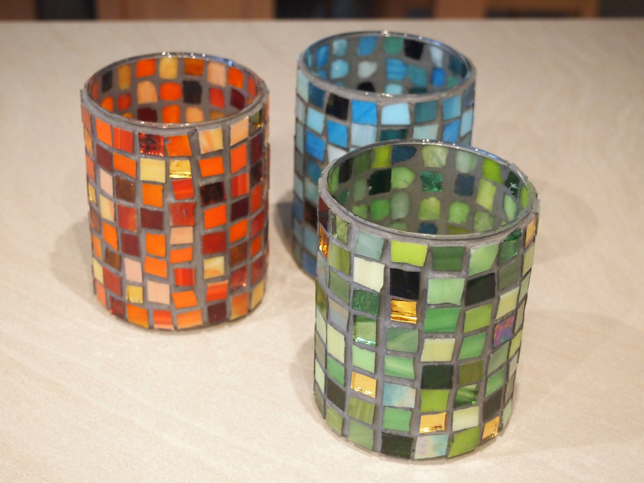 Teelichter mit Tiffanyglasmosaik