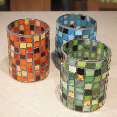 Teelichter mit Tiffanyglasmosaik