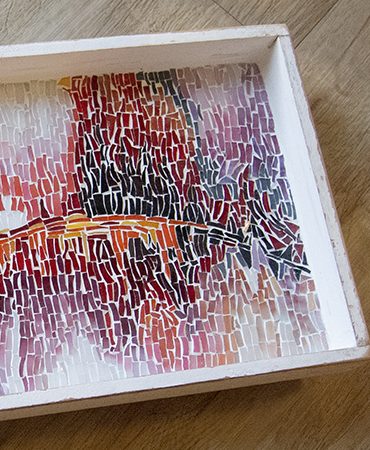 Tablett mit Glasmosaik Abstrakt