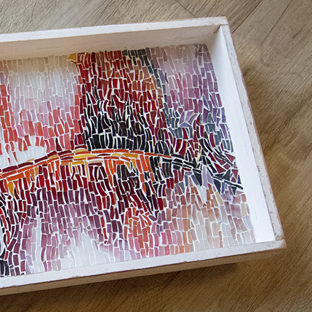 Tablett mit Glasmosaik Abstrakt