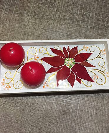 Tablett mit Glasmosaik Weihnachtsstern
