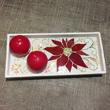 Tablett mit Glasmosaik Weihnachtsstern